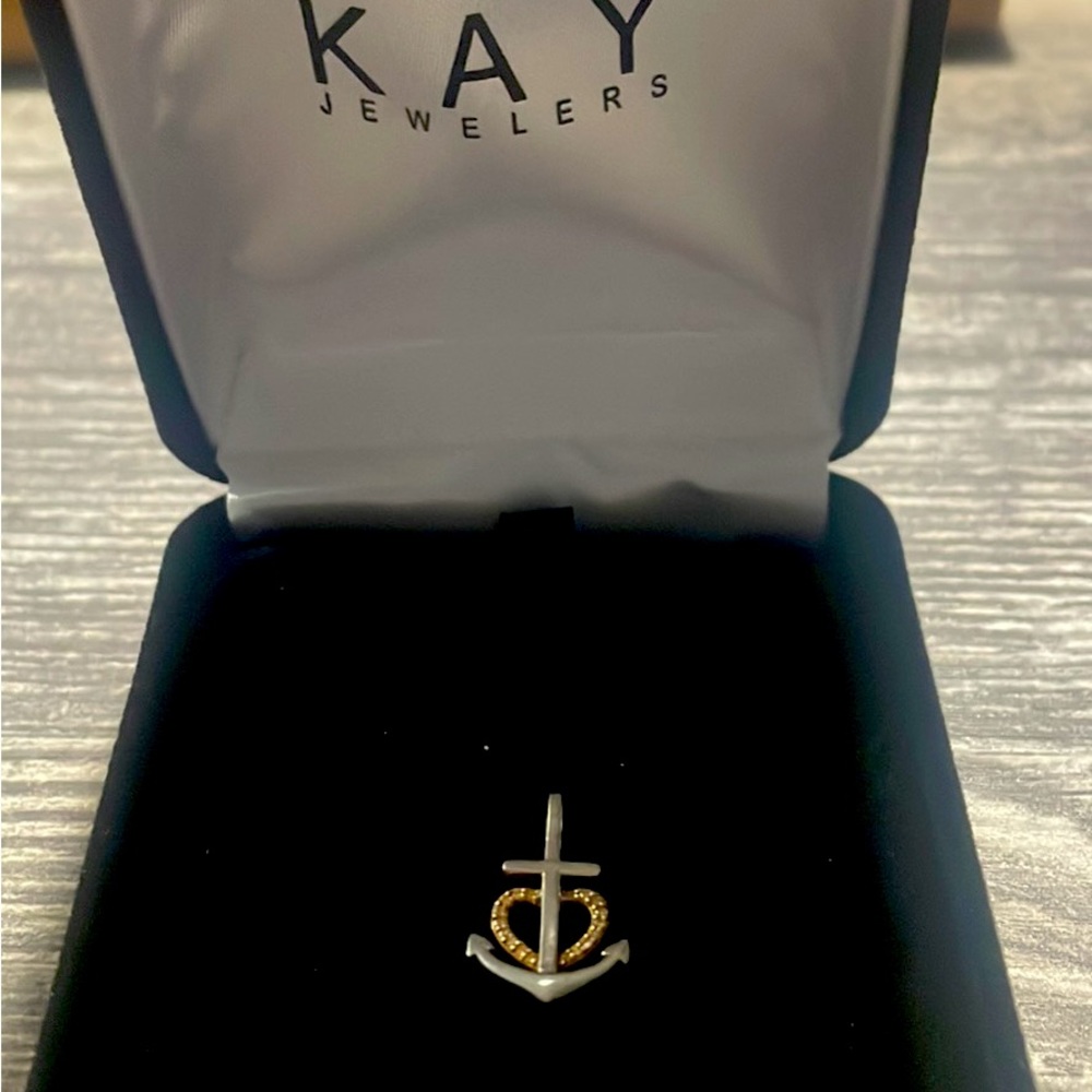 Kay jewelers anchor with a  heart with diamonds charm